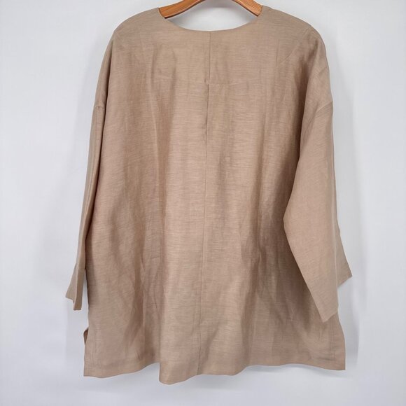 Modern Soul Womens Beige Linen Blend Jacket Pockets Unique Button Size Large - Picture 11 of 13